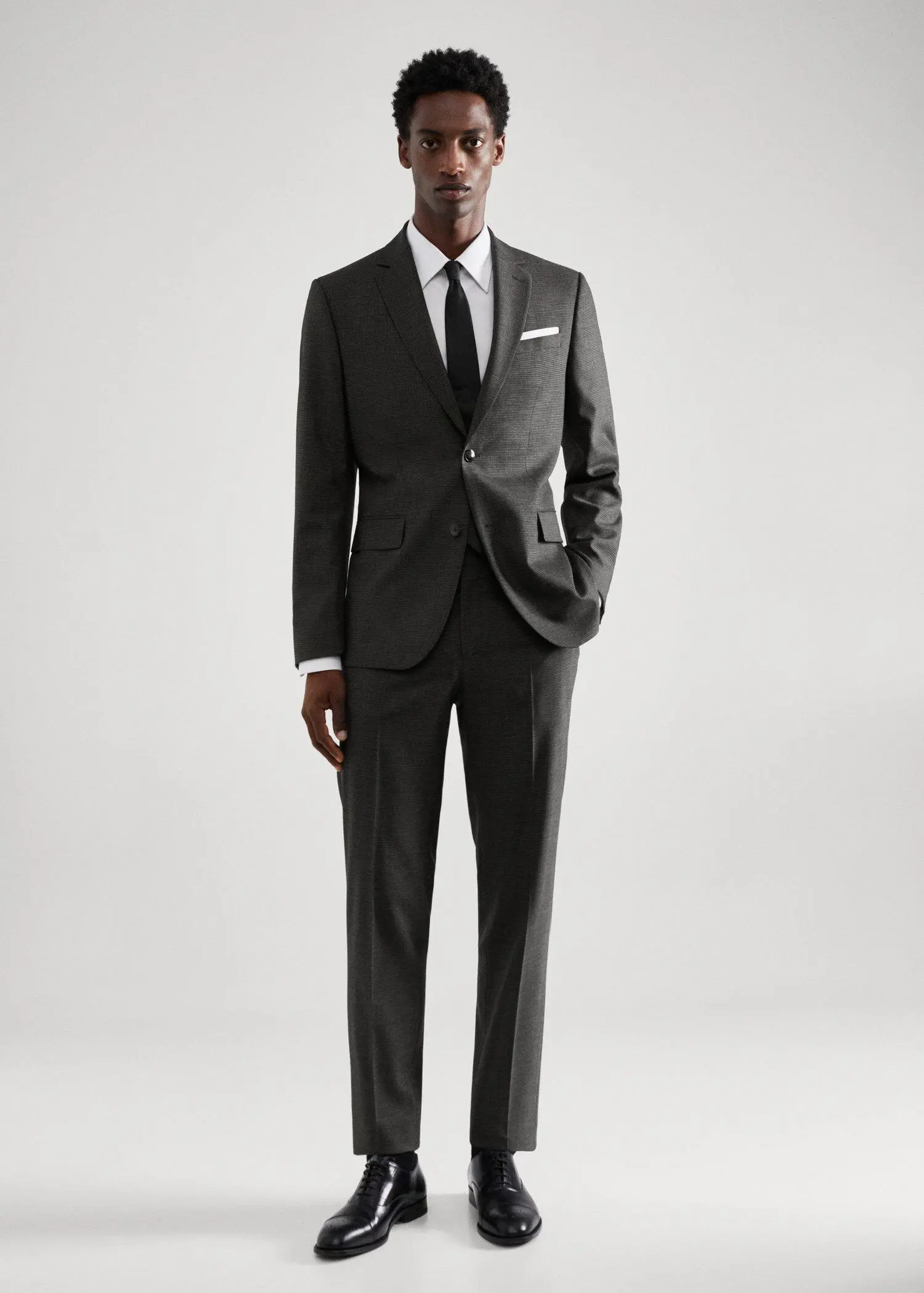 Mango Slim-fit houndstooth wool suit blazer. 2