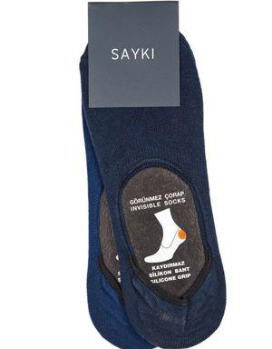 Lacivert-İndigo Pamuklu İkili Babet Çorap