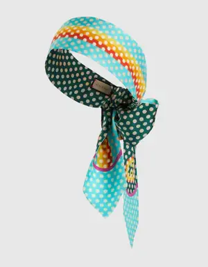 Polka dot print silk headscarf