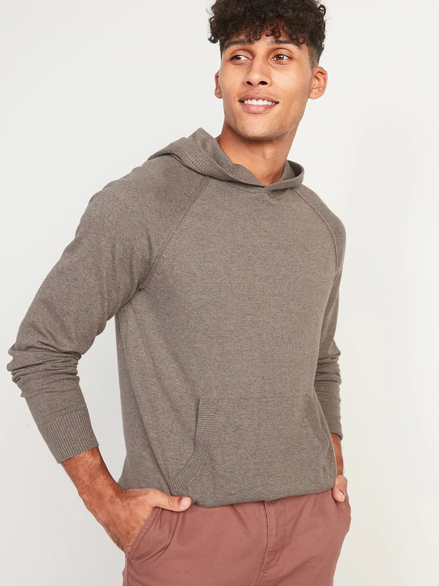 Old Navy Raglan-Sleeve Pullover Sweater Hoodie for Men brown. 1