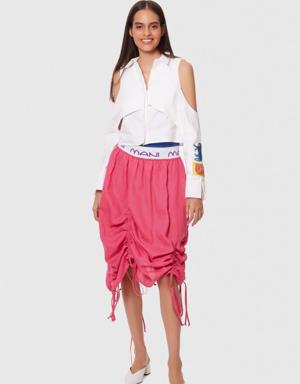 Pleated Linen Fuchsia Skirt