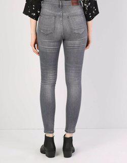 760 Dıana Yüksek Bel Dar Paça Super Slim Fit Gri Kadın Jean Pantolon