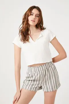 Forever 21 Forever 21 Striped High Rise Shorts White/Multi. 2