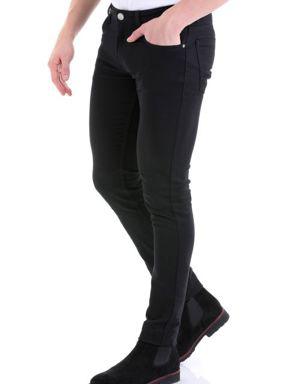 Siyah Slim Fit Düz Düşük Bel Kanvas Pantolon