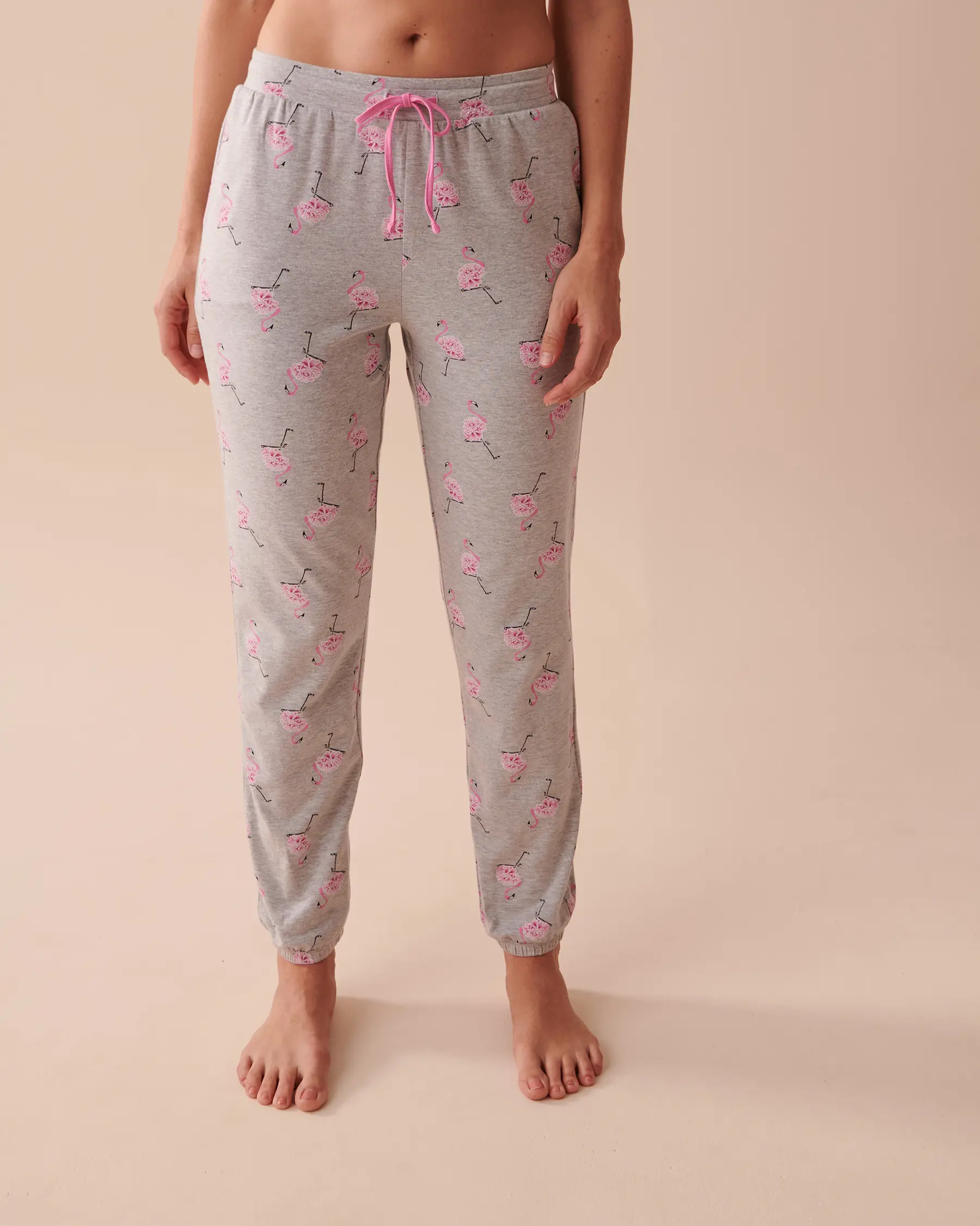 La Vie en Rose Cotton Pink Flamingo Jogger Pajama Pants. 1