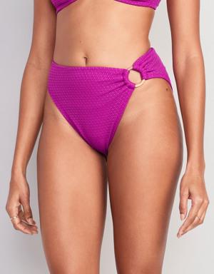Old Navy Mid-Rise O-Ring Crochet-Knit French-Cut Bikini Swim Bottoms for Women purple