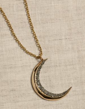 Pyrite Moon Pendant Necklace &#124 Aureus + Argent gray