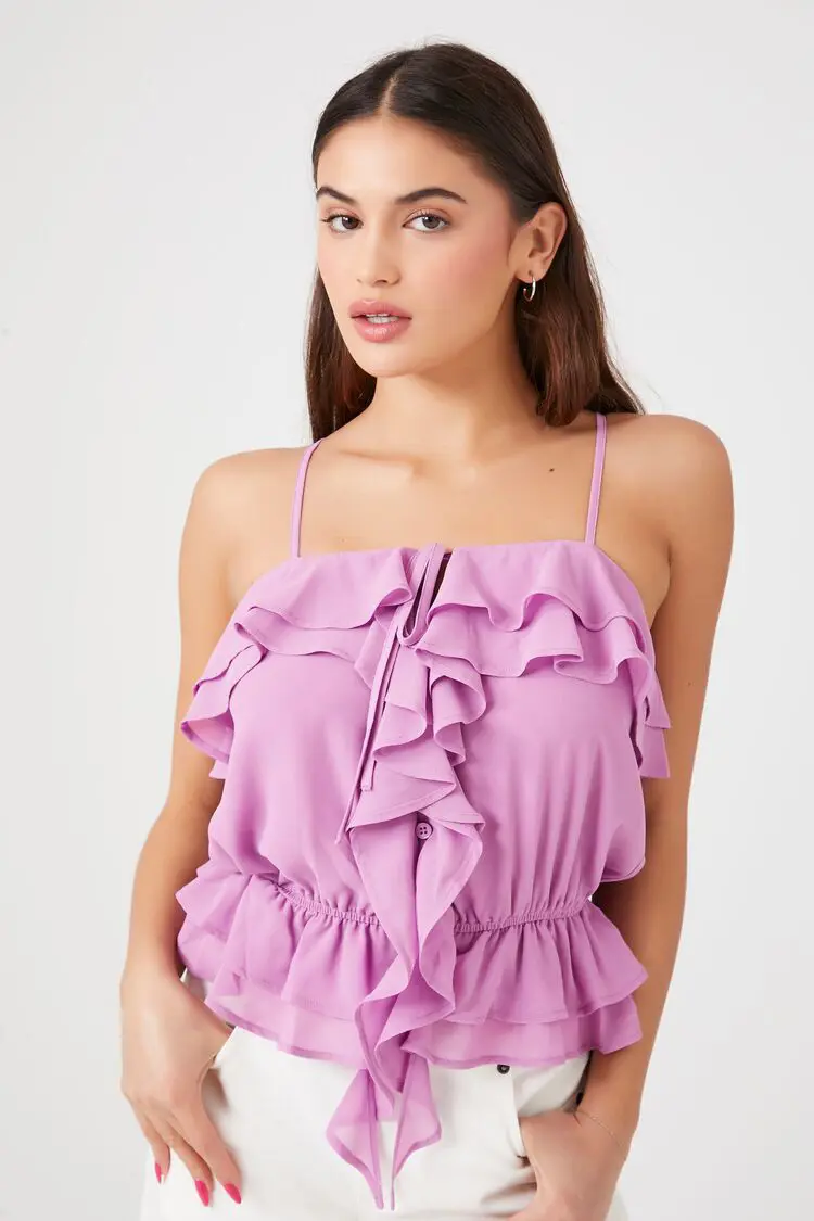 Forever 21 Forever 21 Layered Ruffle Trim Cami Amethyst. 1