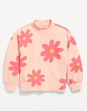 Mock-Neck Graphic Cocoon Sweatshirt for Girls pink