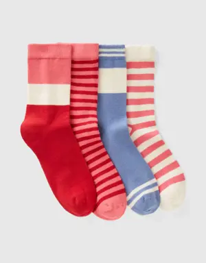 four pairs of striped socks