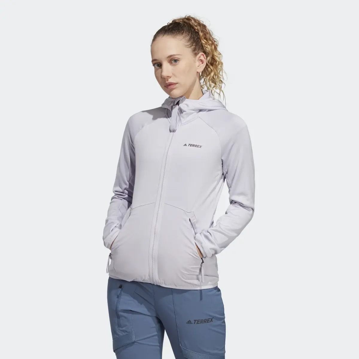 Adidas TERREX Tech Fleece Light Hooded Hiking Jacket. 2