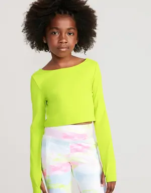 Old Navy PowerSoft Cropped Twist-Back Performance Top for Girls green