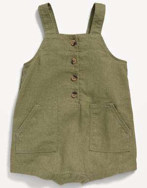Old Navy Unisex Linen-Blend Sleeveless Short One-Piece for Baby green