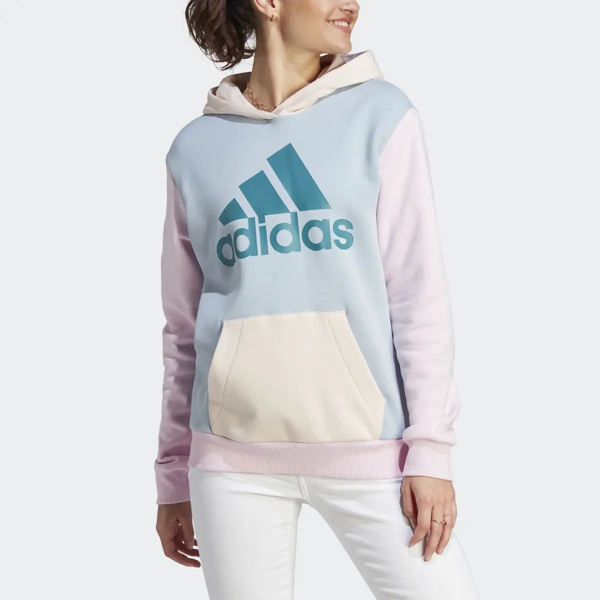 Adidas Essentials Logo Boyfriend Fleece Hoodie. 1