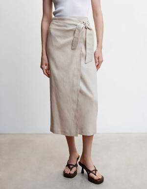 Mango Linen-blend wrap skirt