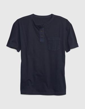 Kids Pocket Henley T-Shirt blue