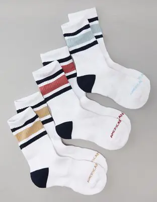 American Eagle Triple-Striped Crew Socks 3-Pack. 1