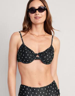 Rib-Knit Zip-Front Longline Bikini Swim Top