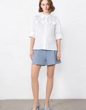 White Shirt Embroidered with Origami Detail