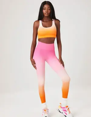 Forever 21 Seamless Active Gradient Leggings Neon Orange/Multi