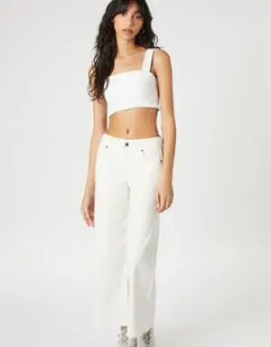 Forever 21 High Rise Wide Leg Jeans Vanilla
