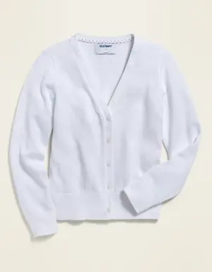 Uniform V-Neck Cardigan for Girls white