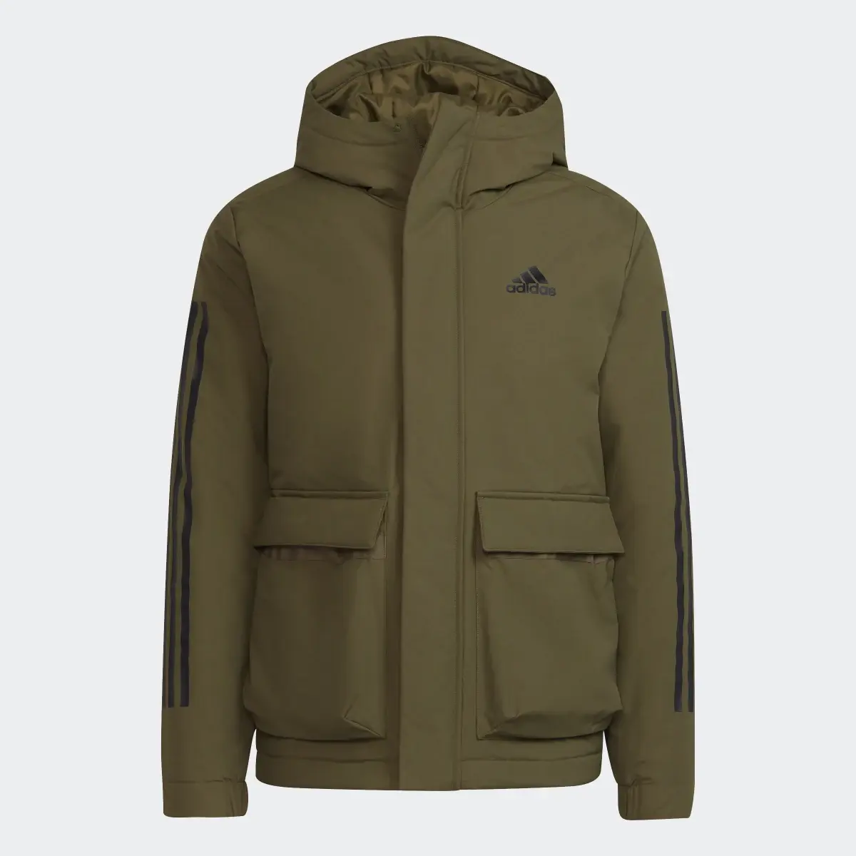 Adidas Utilitas 3-Streifen Hooded Jacke – Genderneutral. 1