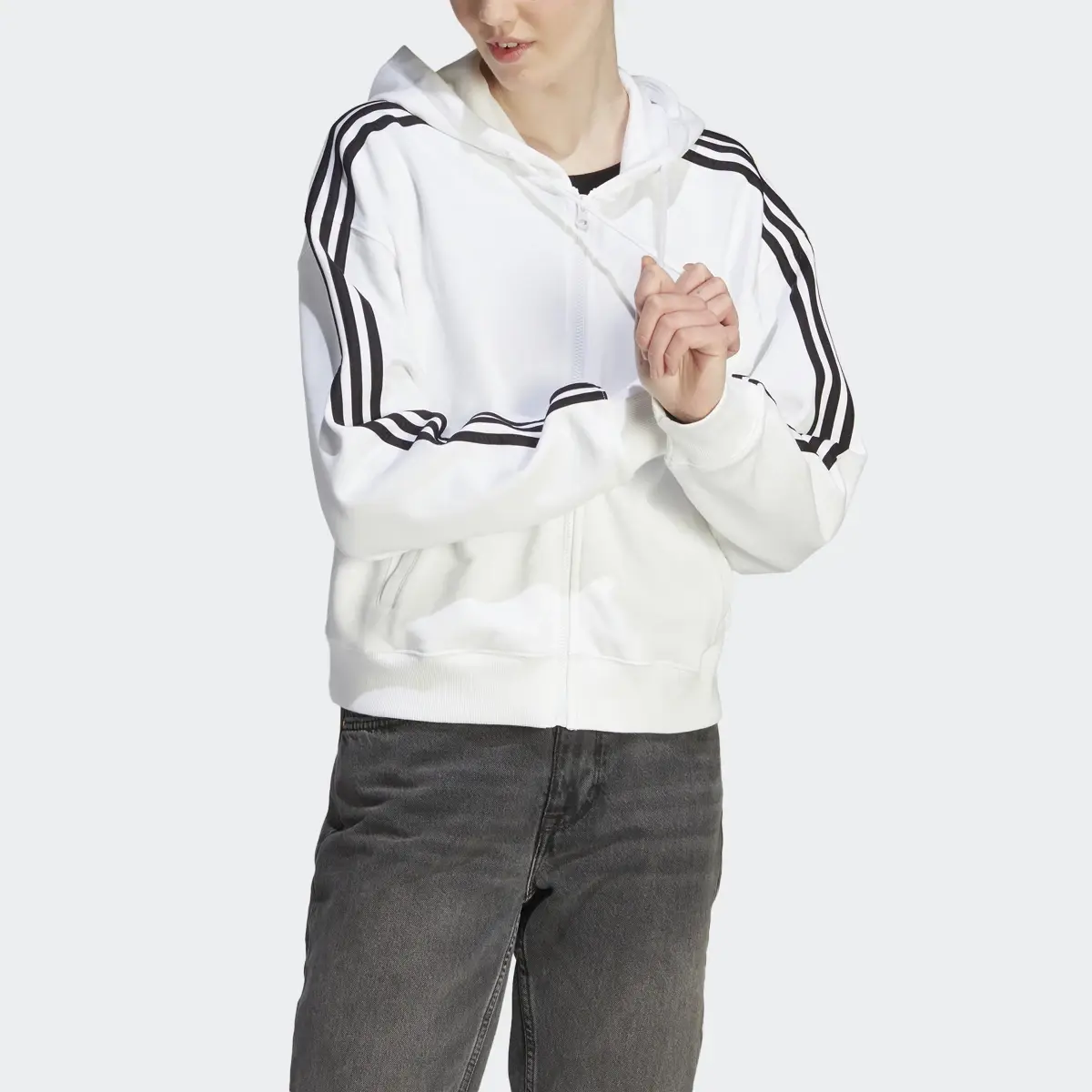 Adidas Essentials 3-Stripes French Terry Bomber Full-Zip Hoodie. 1