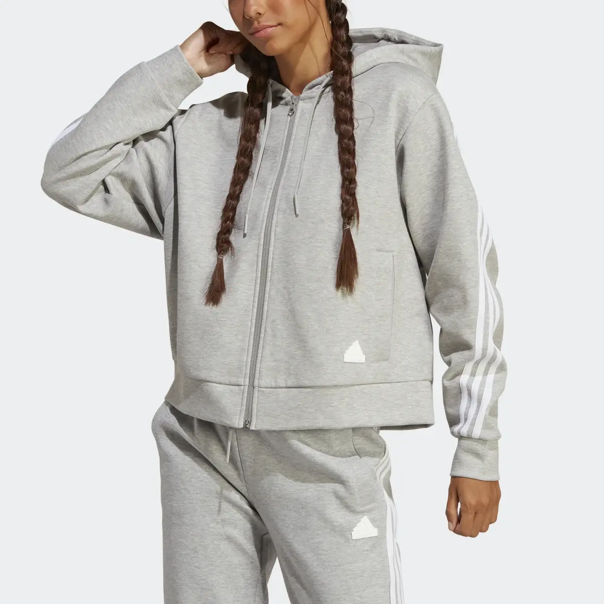 Adidas Future Icons 3-Stripes Full-Zip Hoodie. 1