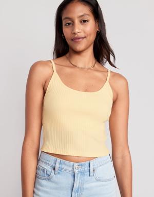 Old Navy Strappy Rib-Knit Cropped Tank Top for Women yellow
