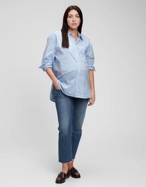 Maternity Button-Front Shirt blue