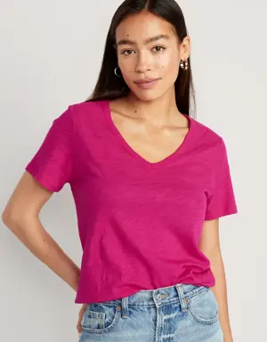 Old Navy EveryWear V-Neck Slub-Knit T-Shirt for Women pink