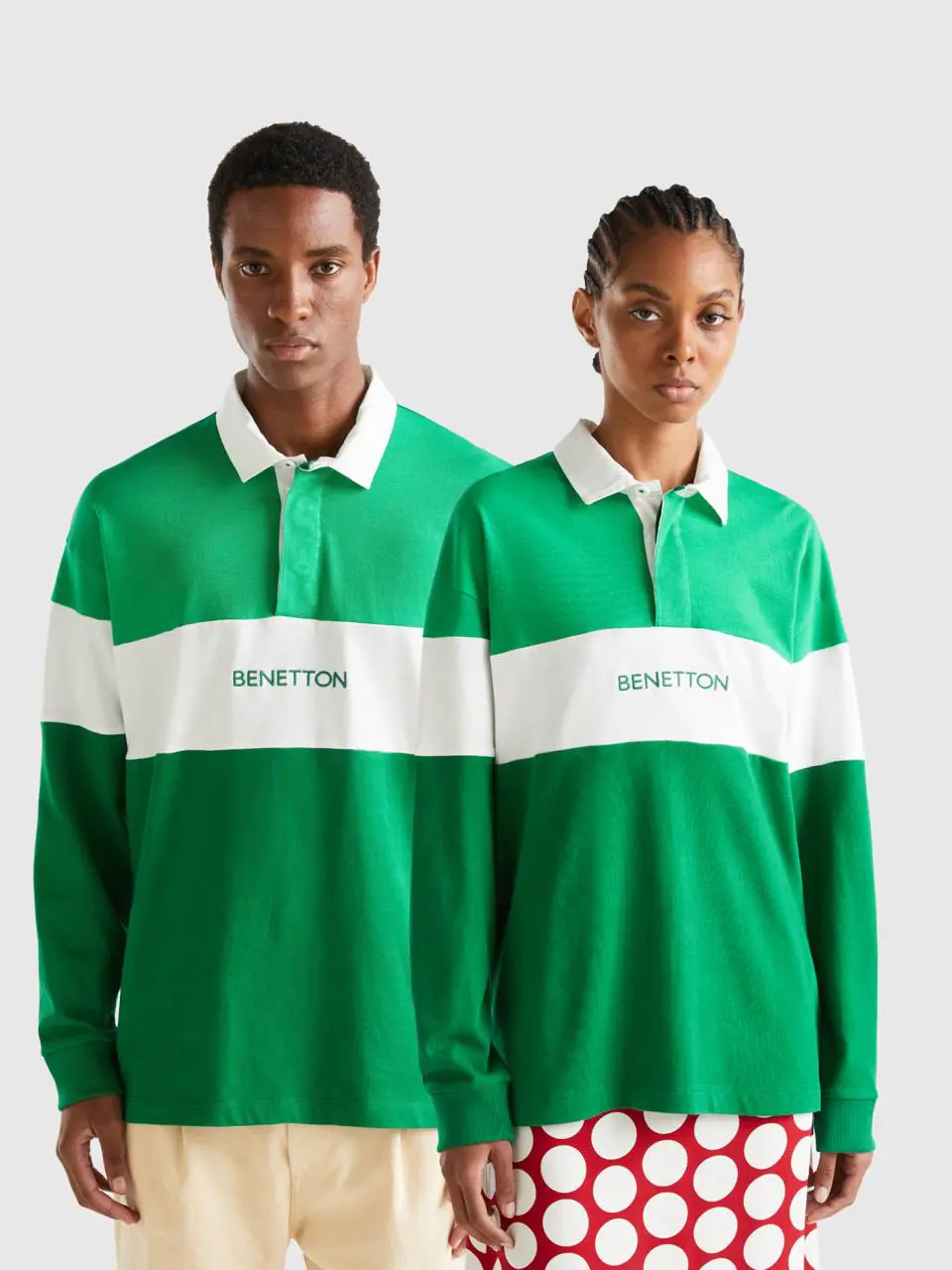 Benetton green rugby style polo. 1
