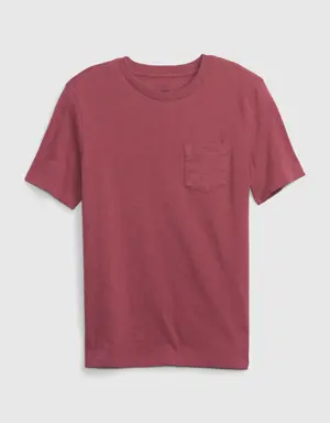 Kids 100% Organic Cotton Pocket T-Shirt pink