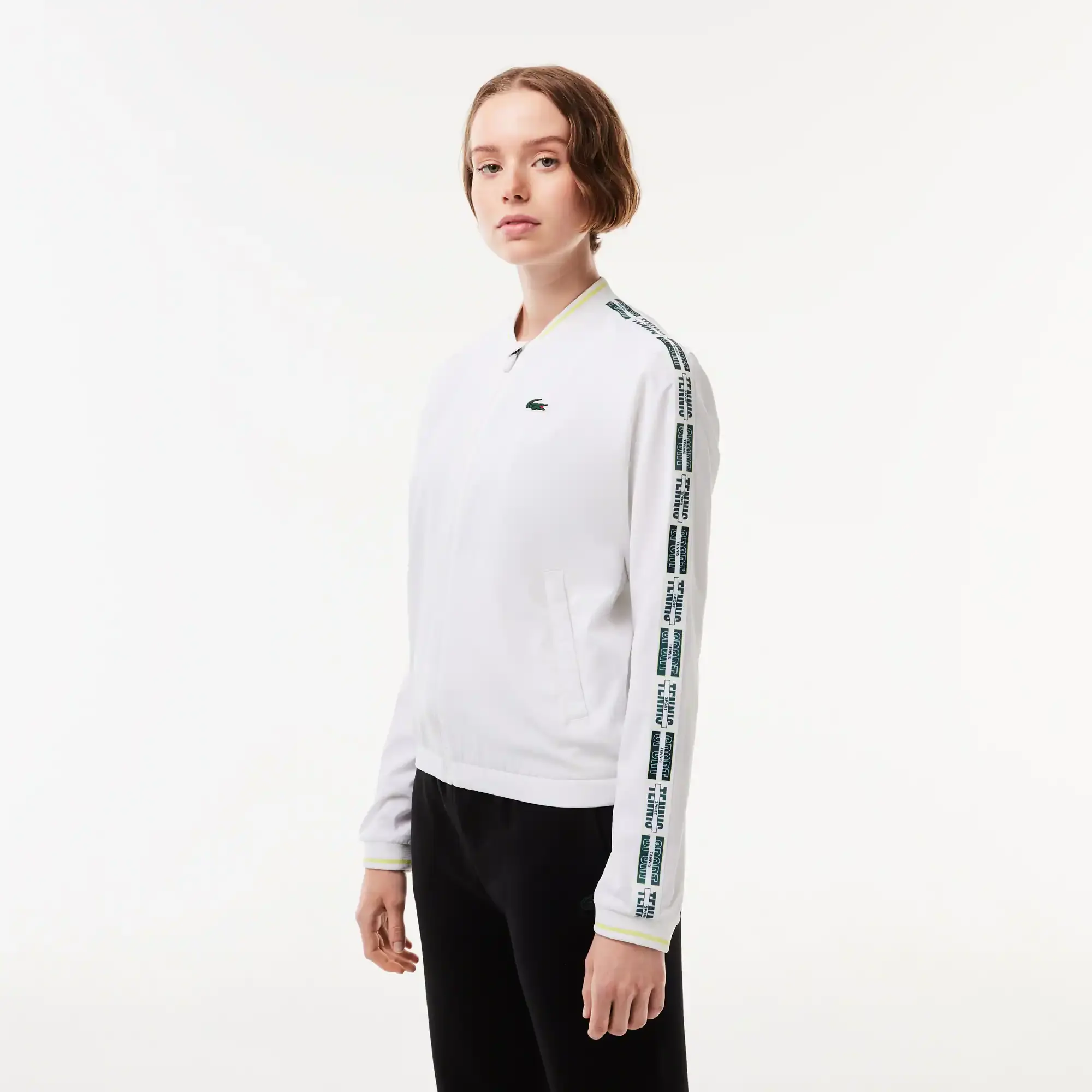 Lacoste Women's Recycled Fiber Stretch Tennis Jacket. 1