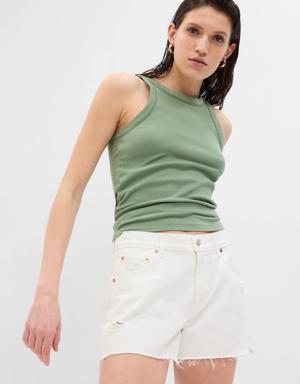 Rib Halter Tank Top green