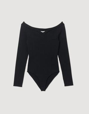 Knit bodysuit with sweetheart neck Login to add to Wish list