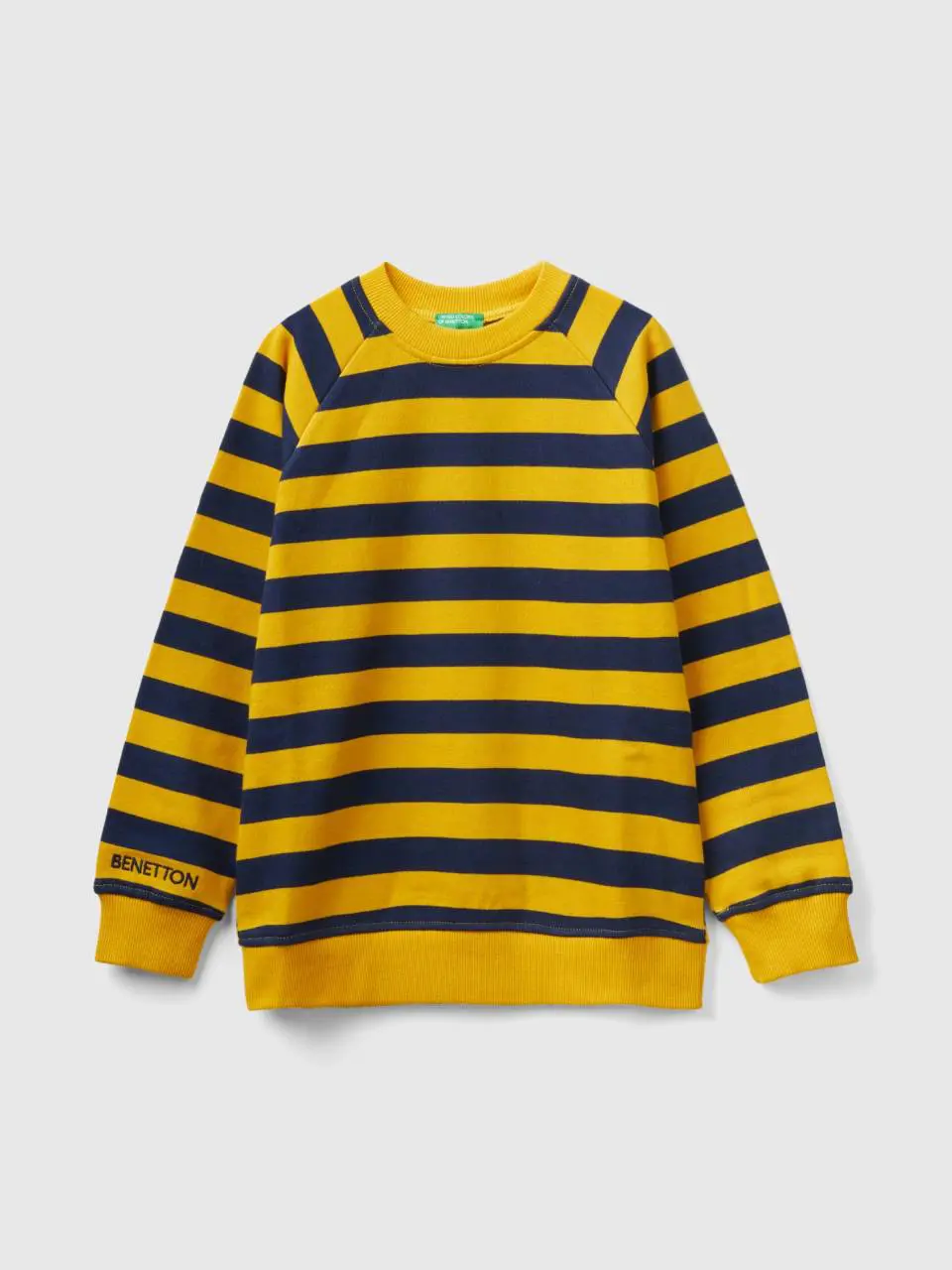 Benetton yellow ochre and dark blue striped sweatshirt. 1