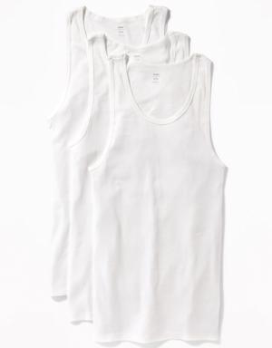Go-Dry Rib-Knit Tank Tops 3-Pack white