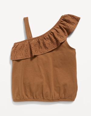 Ruffled Jersey-Knit One-Shoulder Top for Toddler Girls brown