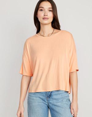 Old Navy Short-Sleeve Luxe Oversized Cropped T-Shirt for Women orange