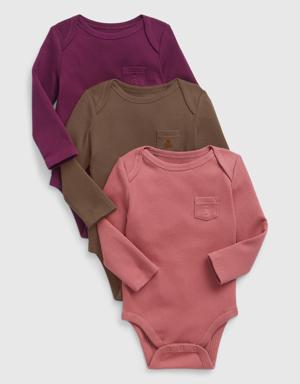 Baby Organic Cotton Rib Bodysuit (3-Pack) pink