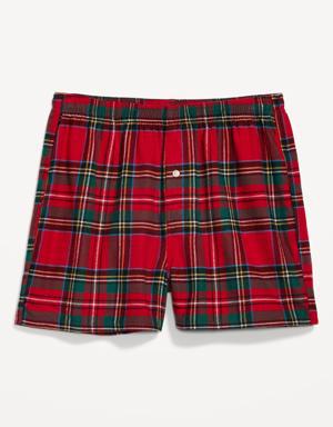 Matching Printed Flannel Pajama Boxer Shorts for Men -- 3.75-inch inseam red