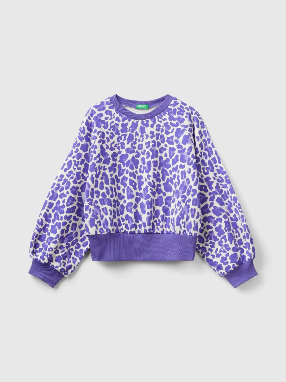 Benetton animal print sweatshirt in stretch cotton blend. 1