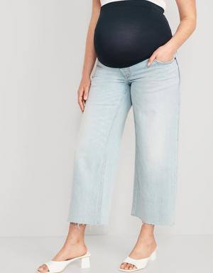 Maternity Full Panel Cropped Wide-Leg Jeans blue