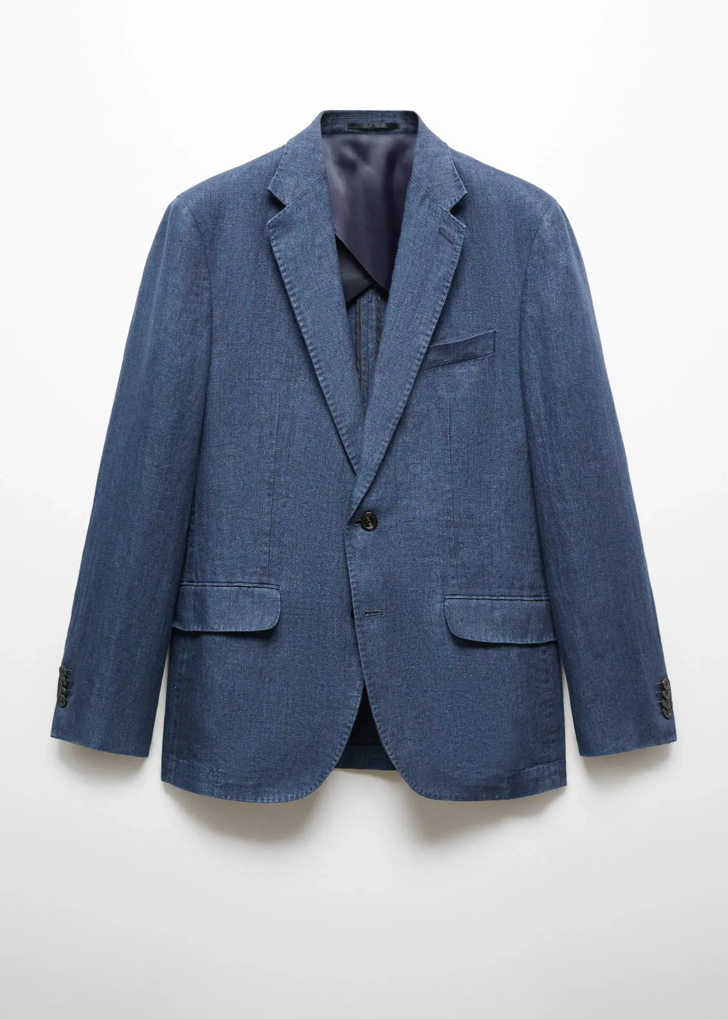 Mango Slim fit suit jacket in 100% herringbone linen. 1