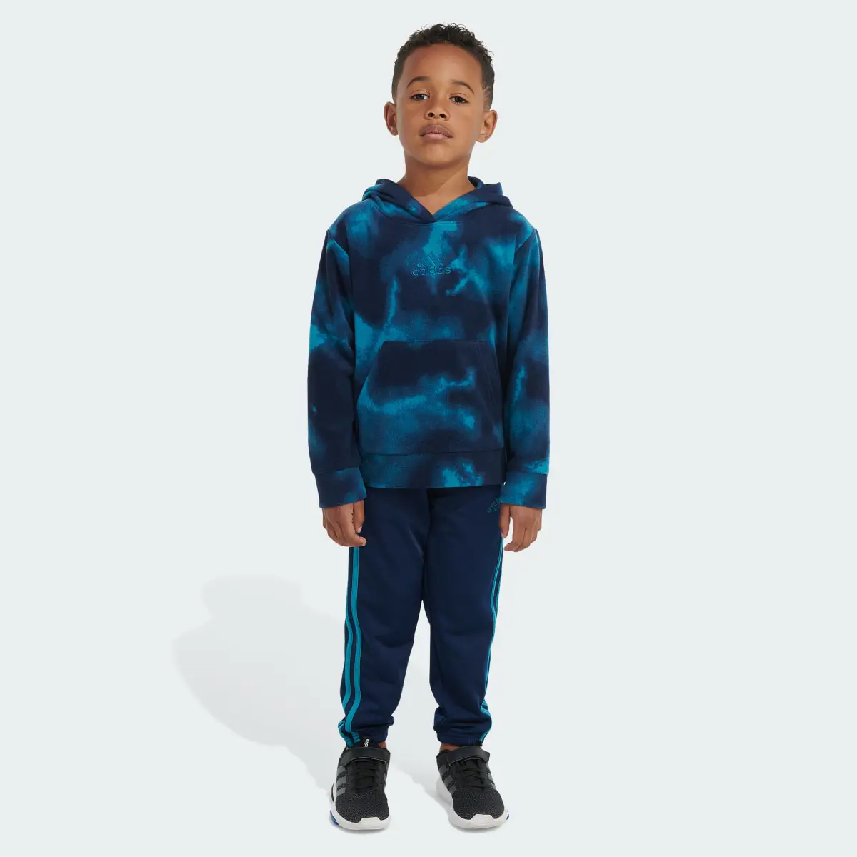 Adidas Two-Piece Printed Microfleece Pullover and Jogger Set. 1