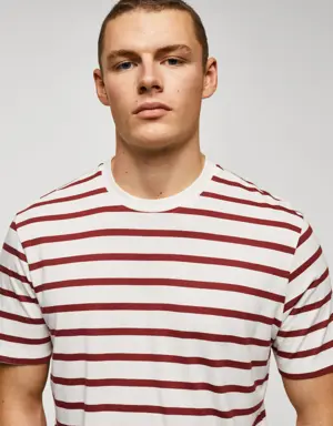 Mango Cotton-modal striped t-shirt