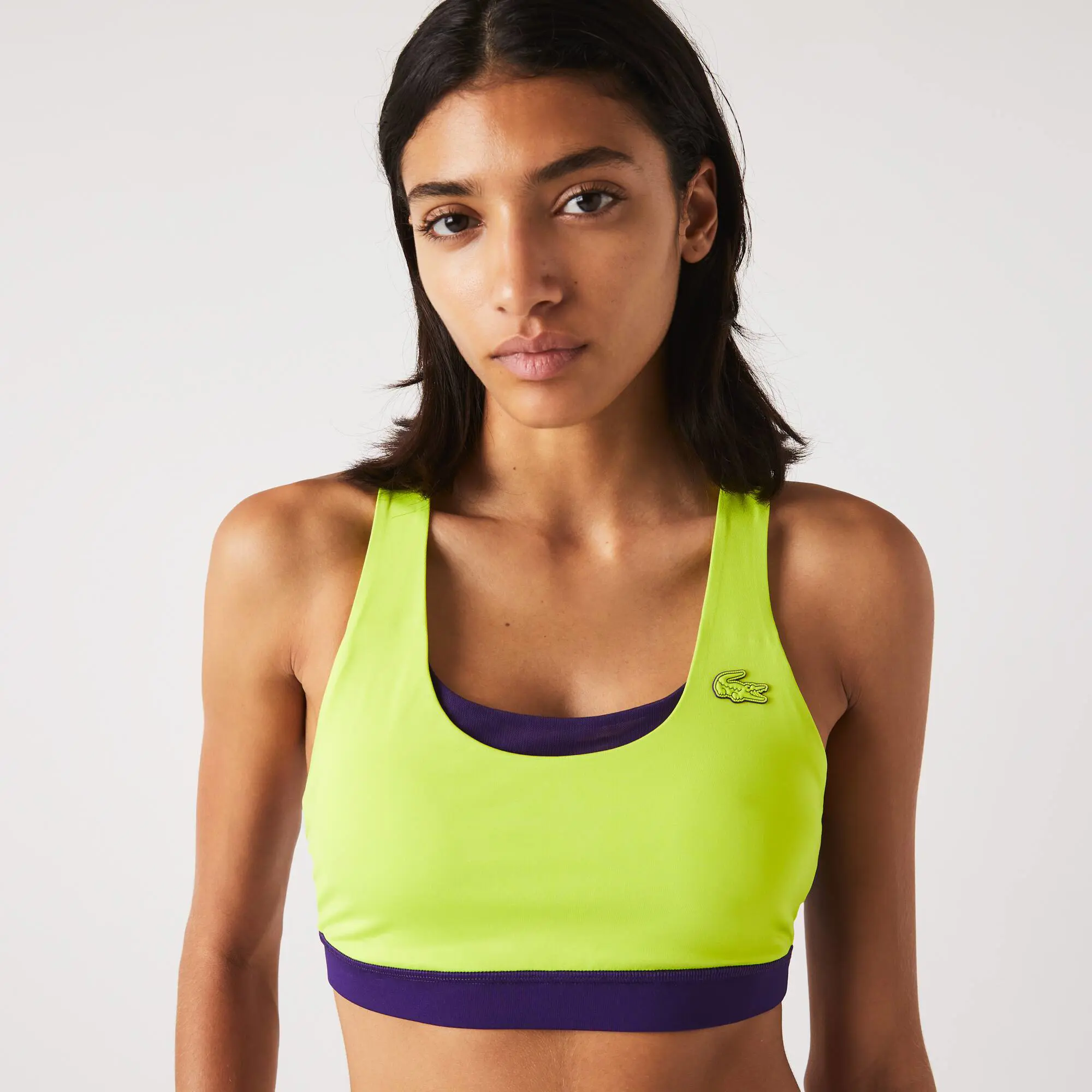 Lacoste Women's SPORT Colorblock Recycled Polyester Sports Bra. 1