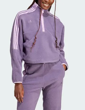 Adidas Sweatshirt em Fleece com Meio Fecho Tiro